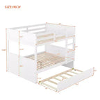 Letto a castello in legno Full Over Full con letto estraibile singolo