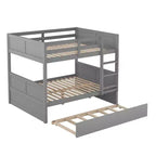 Letto a castello in legno Full Over Full con letto estraibile singolo