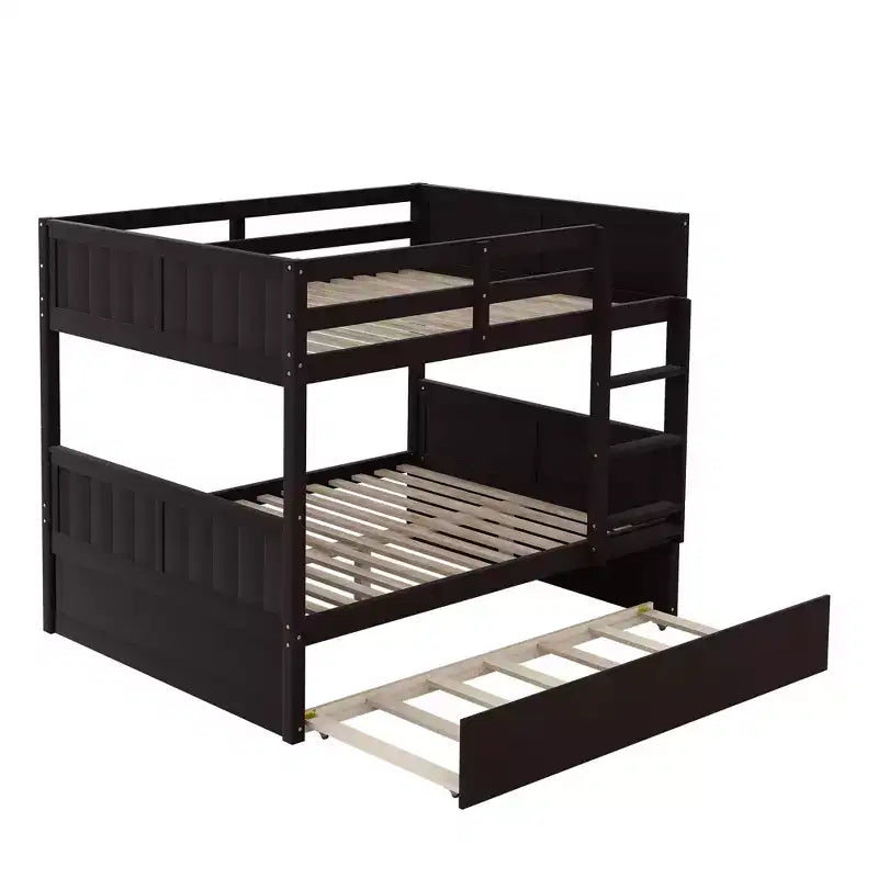 Letto a castello in legno Full Over Full con letto estraibile singolo