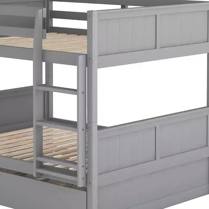 Letto a castello in legno Full Over Full con letto estraibile singolo