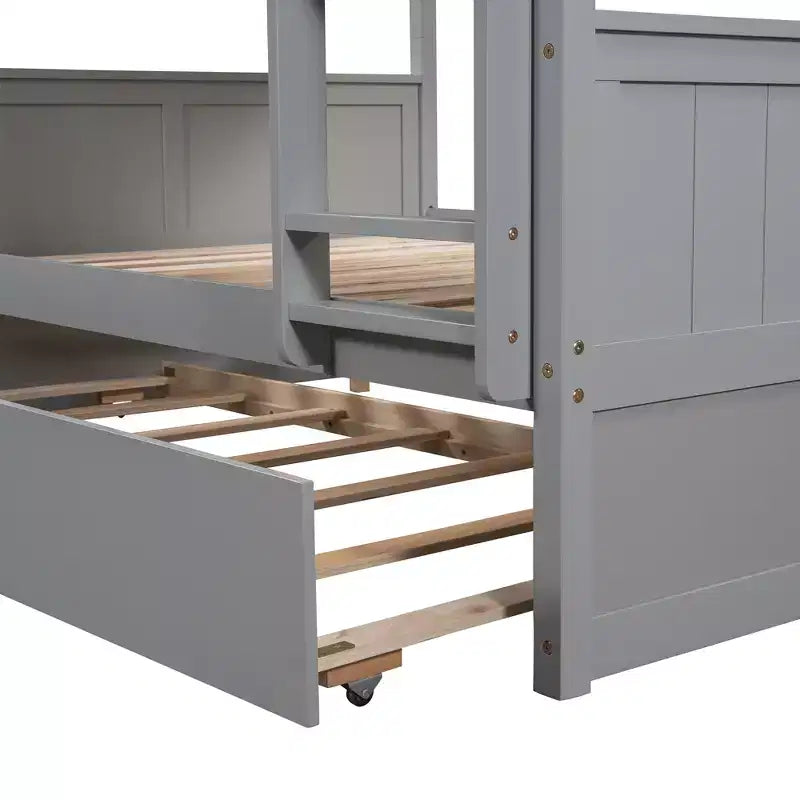 Letto a castello in legno Full Over Full con letto estraibile singolo