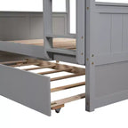 Letto a castello in legno Full Over Full con letto estraibile singolo