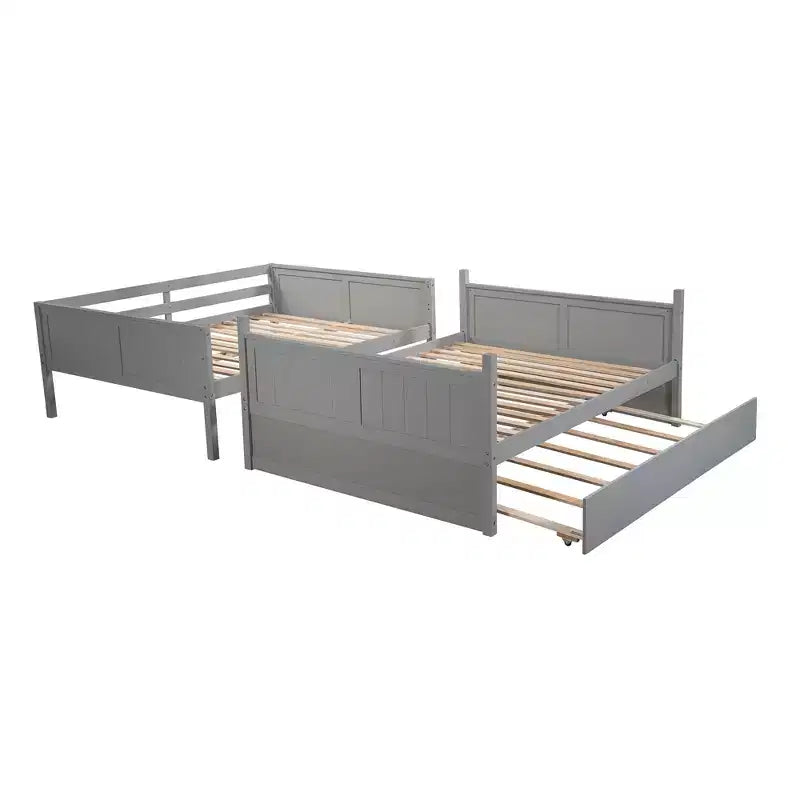 Letto a castello in legno Full Over Full con letto estraibile singolo