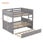 Letto a castello in legno Full Over Full con letto estraibile singolo