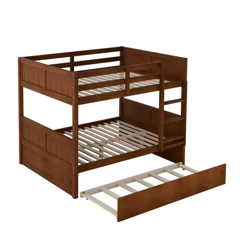 Letto a castello in legno Full Over Full con letto estraibile singolo