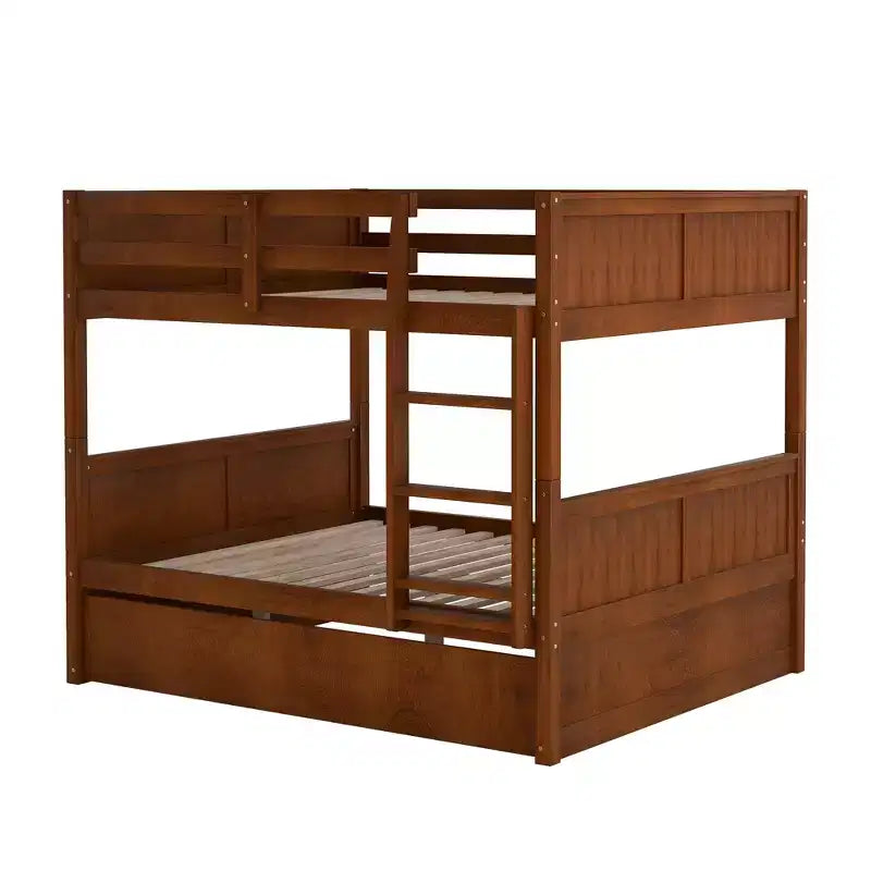 Letto a castello in legno Full Over Full con letto estraibile singolo