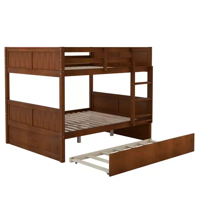 Letto a castello in legno Full Over Full con letto estraibile singolo