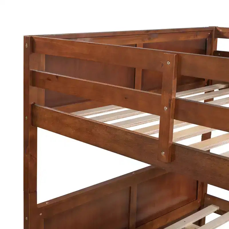 Letto a castello in legno Full Over Full con letto estraibile singolo