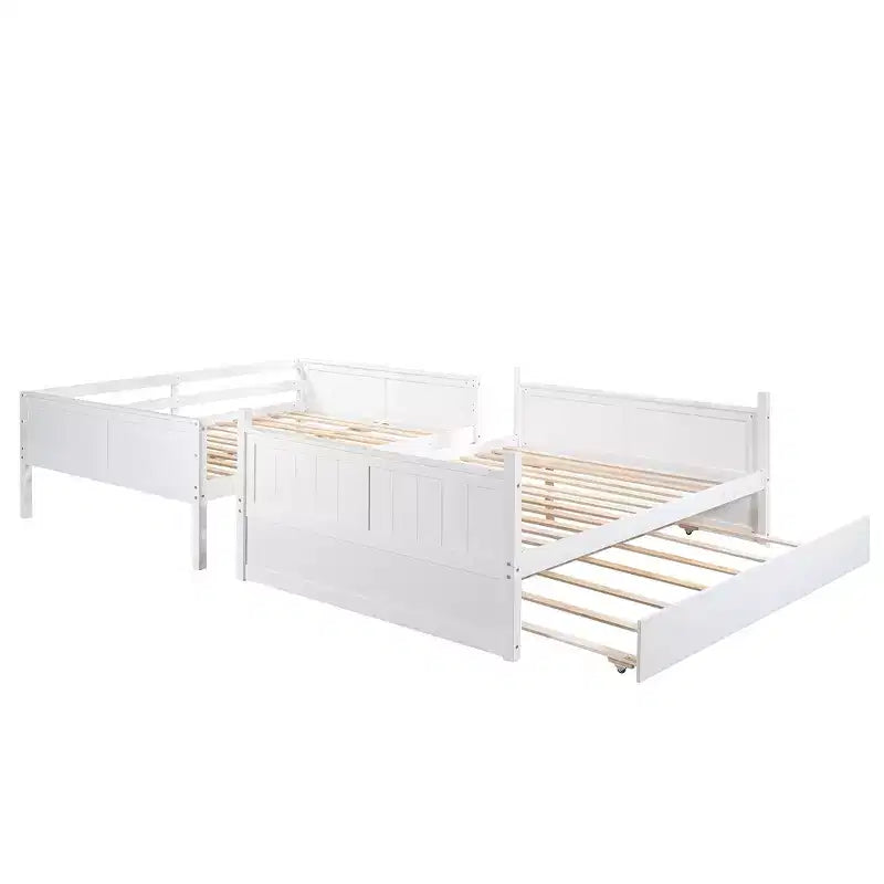 Letto a castello in legno Full Over Full con letto estraibile singolo