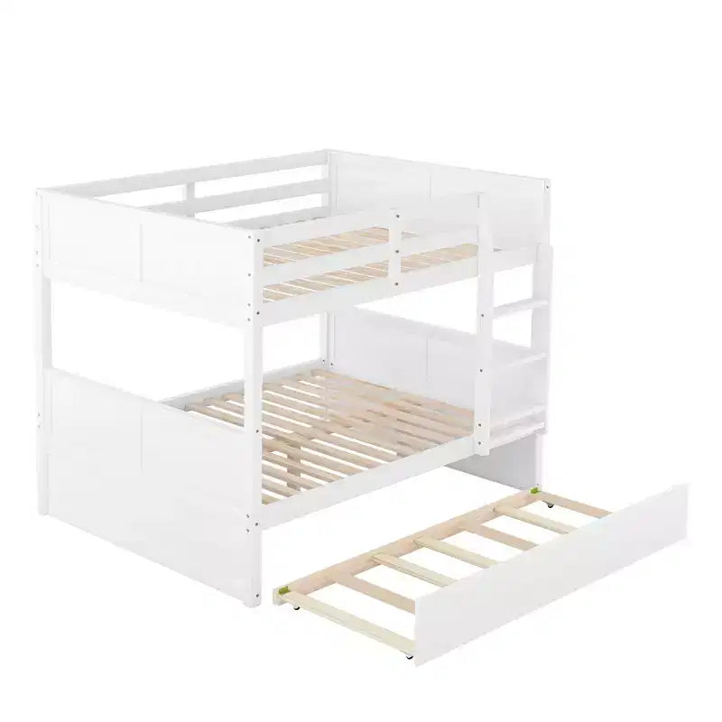 Letto a castello in legno Full Over Full con letto estraibile singolo