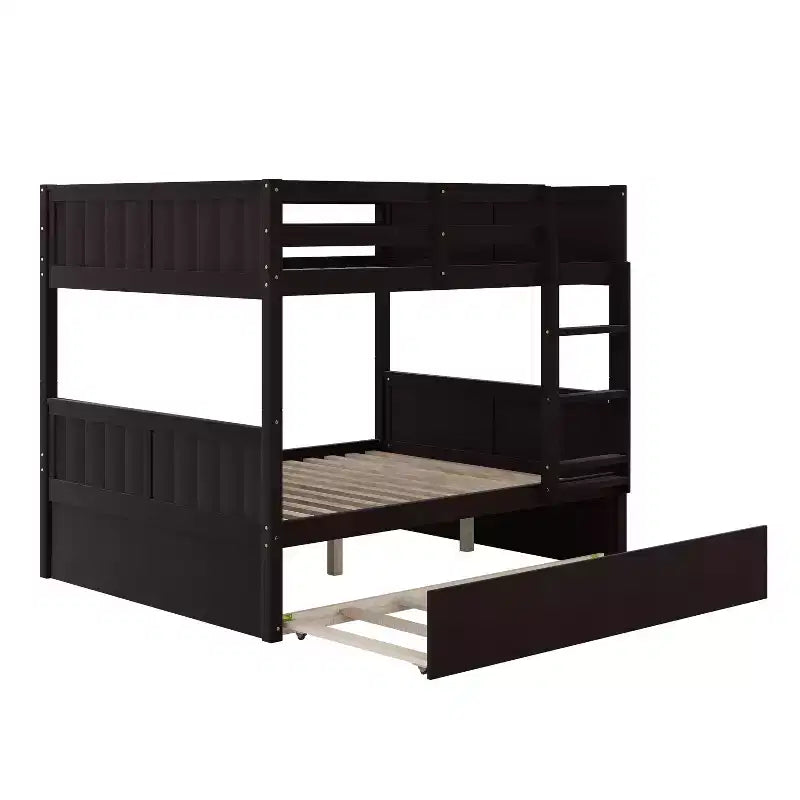Letto a castello in legno Full Over Full con letto estraibile singolo