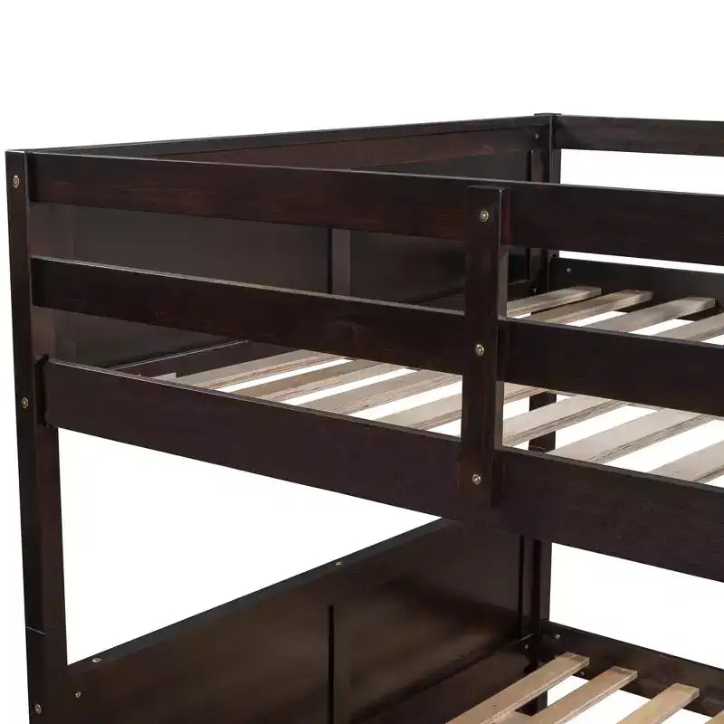 Letto a castello in legno Full Over Full con letto estraibile singolo