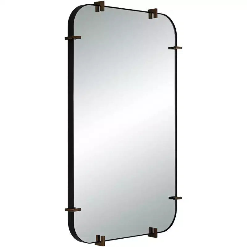 Specchio da parete Radius 24 x 38 nero con bordo arrotondato
