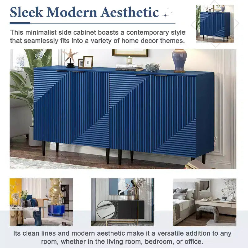 70W Set di 2 Madie Moderne Minimaliste Supporto TV Consolle TV Credenza con Anta Geometrica e Ripiano Regolabile