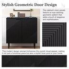 70W Set di 2 Madie Moderne Minimaliste Supporto TV Consolle TV Credenza con Anta Geometrica e Ripiano Regolabile