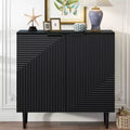 70W Set of 2 Modern Minimalist Sideboard TV Stand TV Console Buffet Cabinet with Geometric Door and Adjustable Shelf-ModernLuxe