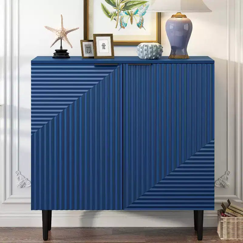70W Set di 2 Madie Moderne Minimaliste Supporto TV Consolle TV Credenza con Anta Geometrica e Ripiano Regolabile