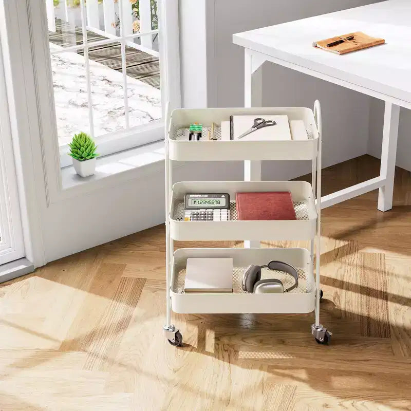 Carrello da Stoccaggio a 3 Livelli, Carrello Mobile Premium in Metallo con Ruote Bloccabili, Organizzatore Definitivo per Ogni Stanza della Casa
