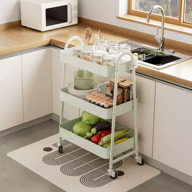 Carrello da Stoccaggio a 3 Livelli, Carrello Mobile Premium in Metallo con Ruote Bloccabili, Organizzatore Definitivo per Ogni Stanza della Casa