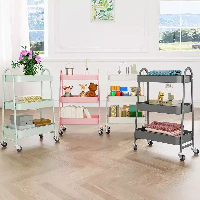 Carrello da Stoccaggio a 3 Livelli, Carrello Mobile Premium in Metallo con Ruote Bloccabili, Organizzatore Definitivo per Ogni Stanza della Casa