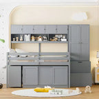 Letto a soppalco di design moderno 108,2L x 42W con armadio, scrivania, cassetti e mensole