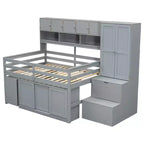 Letto a soppalco di design moderno 108,2L x 42W con armadio, scrivania, cassetti e mensole