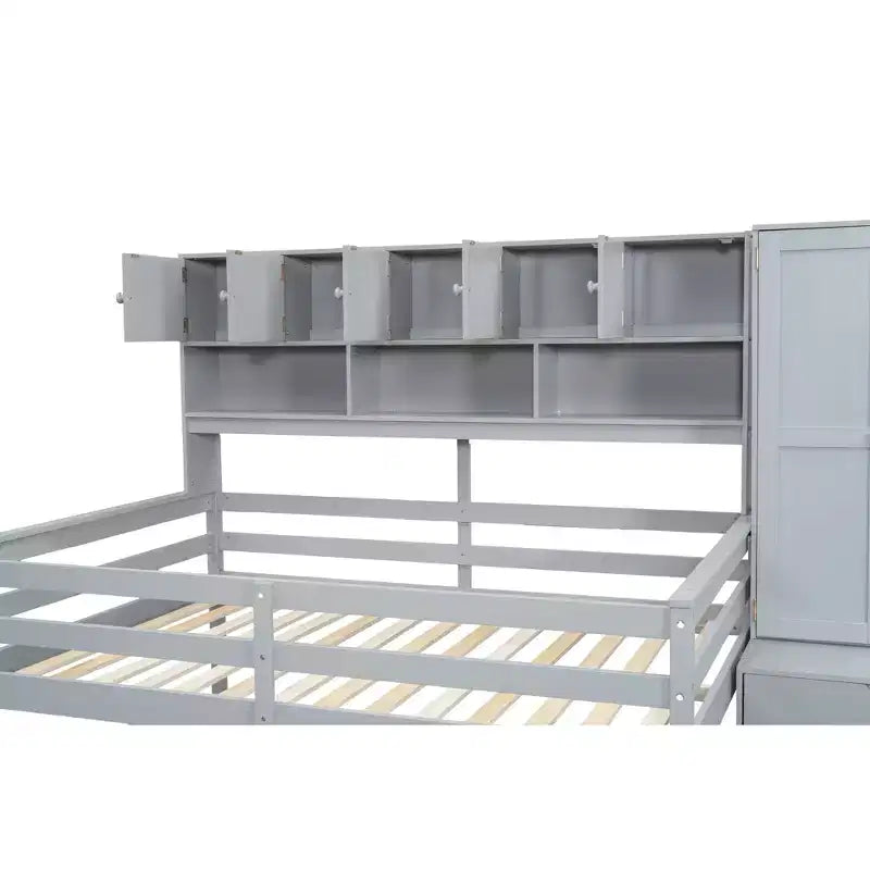 Letto a soppalco di design moderno 108,2L x 42W con armadio, scrivania, cassetti e mensole
