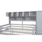 Letto a soppalco di design moderno 108,2L x 42W con armadio, scrivania, cassetti e mensole