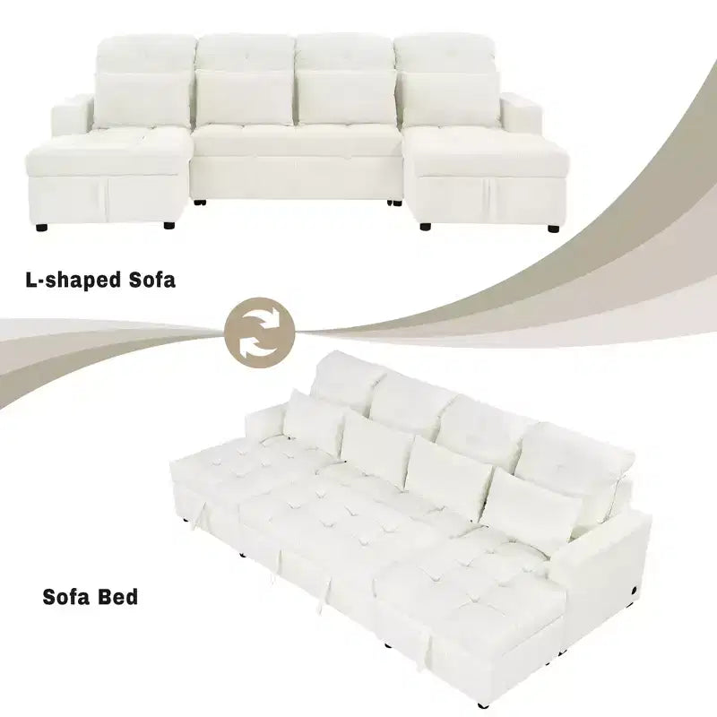 Divano Moderno Oversize a U 110 Divano Sezionale Versatile con Chaise Longue e Porte USB