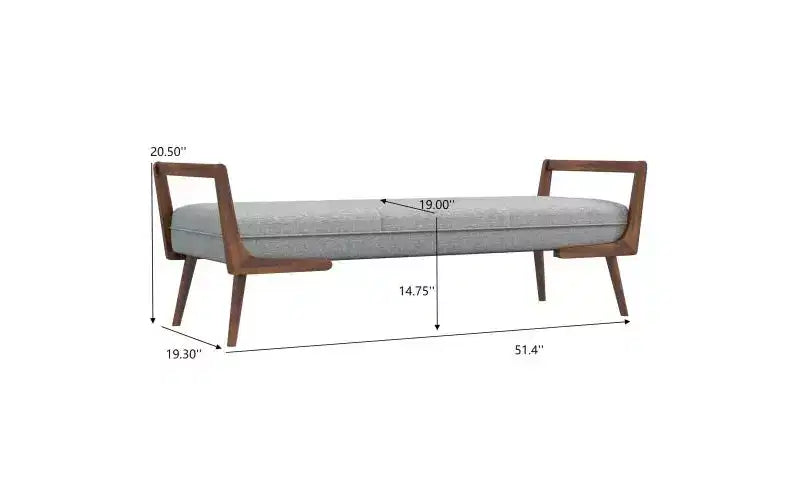 Panca in legno massello rivestita in tessuto Ford Mid-Century Modern Tufted 51.20 W
