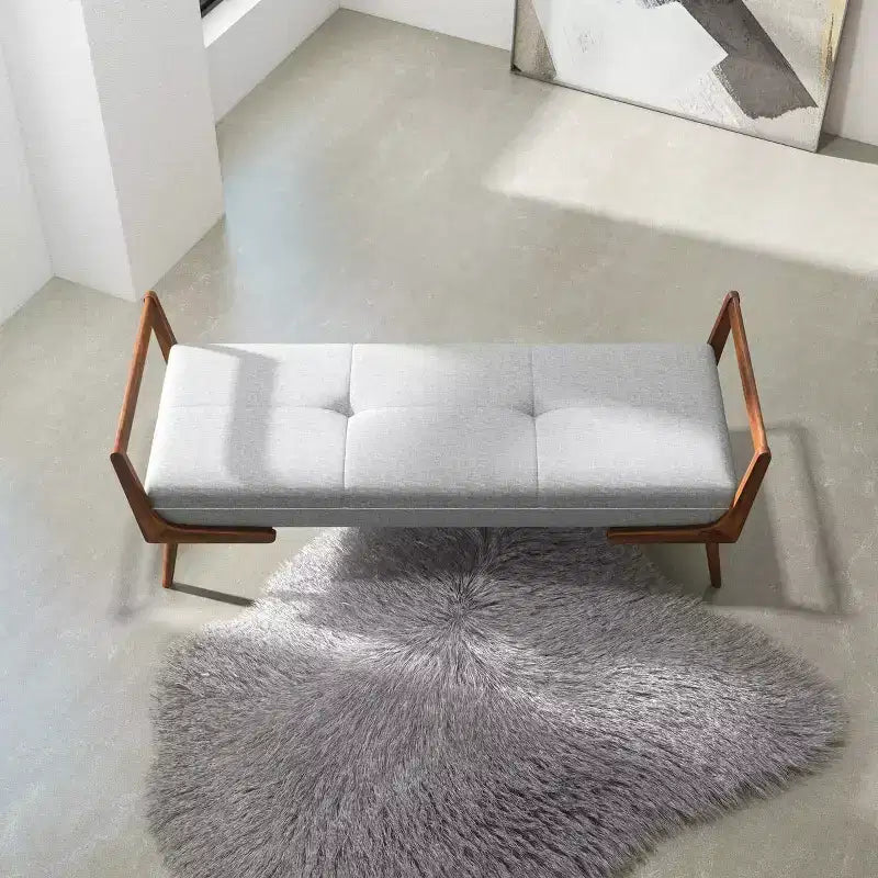 Panca in legno massello rivestita in tessuto Ford Mid-Century Modern Tufted 51.20 W