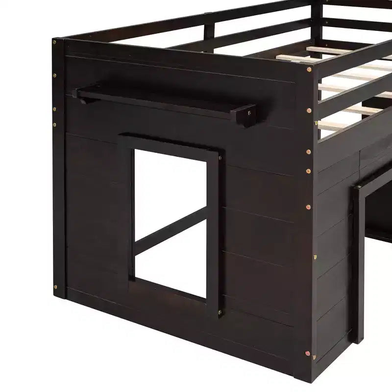 Letto a soppalco moderno, dimensioni singole, con mobiletto e mensola, 77.4L x 40.5W, Progettato per la vostra sicurezza