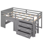 Letto a soppalco moderno, dimensioni singole, con mobiletto e mensola, 77.4L x 40.5W, Progettato per la vostra sicurezza
