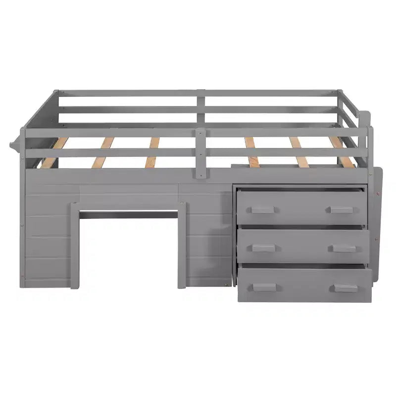 Letto a soppalco moderno, dimensioni singole, con mobiletto e mensola, 77.4L x 40.5W, Progettato per la vostra sicurezza