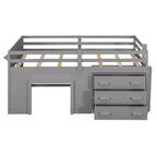 Letto a soppalco moderno, dimensioni singole, con mobiletto e mensola, 77.4L x 40.5W, Progettato per la vostra sicurezza
