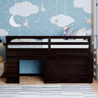 Letto a soppalco moderno, dimensioni singole, con mobiletto e mensola, 77.4L x 40.5W, Progettato per la vostra sicurezza