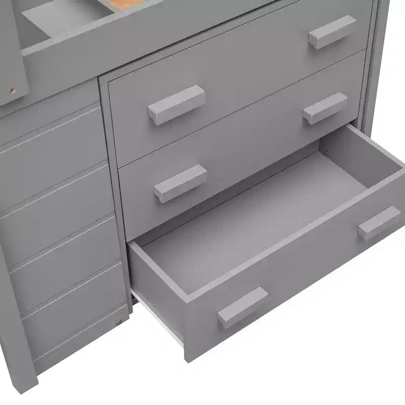 Letto a soppalco moderno, dimensioni singole, con mobiletto e mensola, 77.4L x 40.5W, Progettato per la vostra sicurezza