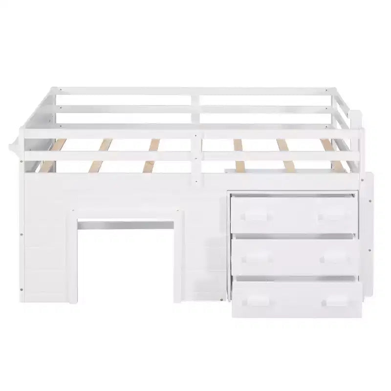 Letto a soppalco moderno, dimensioni singole, con mobiletto e mensola, 77.4L x 40.5W, Progettato per la vostra sicurezza
