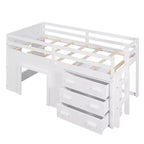 Letto a soppalco moderno, dimensioni singole, con mobiletto e mensola, 77.4L x 40.5W, Progettato per la vostra sicurezza