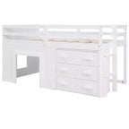Letto a soppalco moderno, dimensioni singole, con mobiletto e mensola, 77.4L x 40.5W, Progettato per la vostra sicurezza