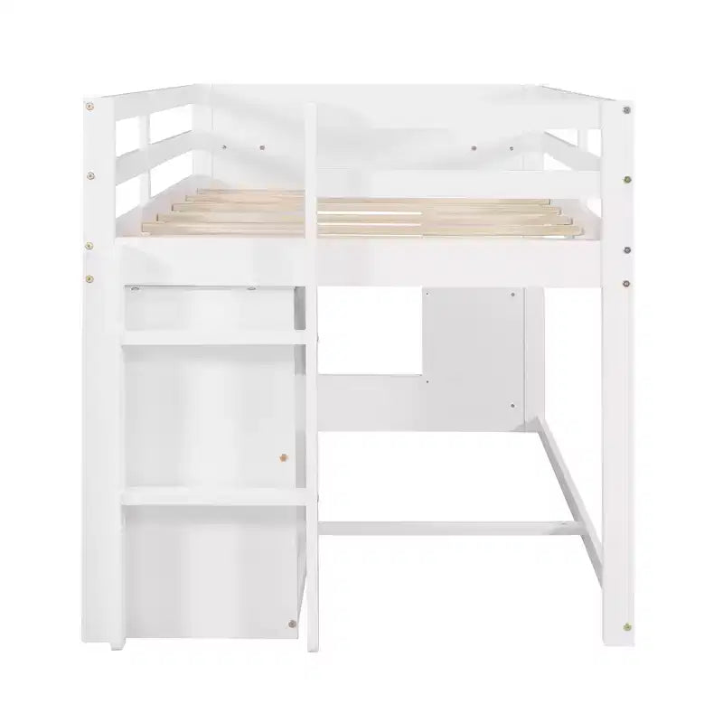 Letto a soppalco moderno, dimensioni singole, con mobiletto e mensola, 77.4L x 40.5W, Progettato per la vostra sicurezza