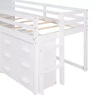 Letto a soppalco moderno, dimensioni singole, con mobiletto e mensola, 77.4L x 40.5W, Progettato per la vostra sicurezza