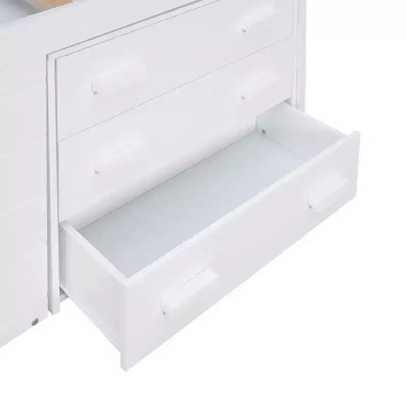 Letto a soppalco moderno, dimensioni singole, con mobiletto e mensola, 77.4L x 40.5W, Progettato per la vostra sicurezza