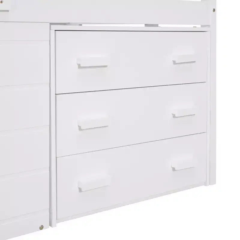 Letto a soppalco moderno, dimensioni singole, con mobiletto e mensola, 77.4L x 40.5W, Progettato per la vostra sicurezza