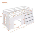 Letto a soppalco moderno, dimensioni singole, con mobiletto e mensola, 77.4L x 40.5W, Progettato per la vostra sicurezza
