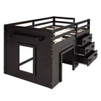 Letto a soppalco moderno, dimensioni singole, con mobiletto e mensola, 77.4L x 40.5W, Progettato per la vostra sicurezza