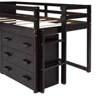 Letto a soppalco moderno, dimensioni singole, con mobiletto e mensola, 77.4L x 40.5W, Progettato per la vostra sicurezza