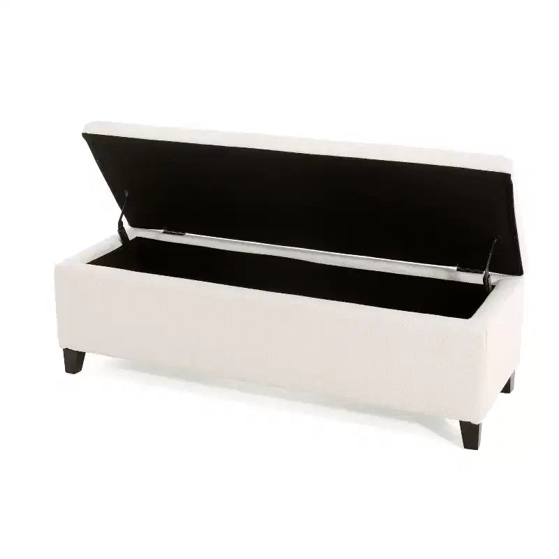 Contenitore panca moderna Linfield con rivestimento in tessuto Bouclé