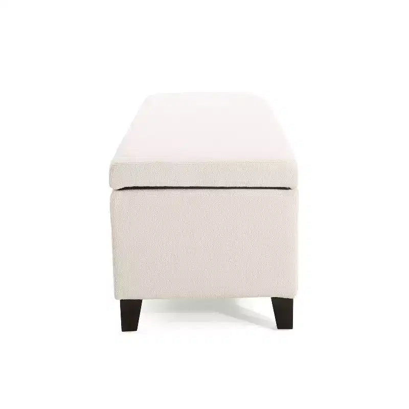 Contenitore panca moderna Linfield con rivestimento in tessuto Bouclé