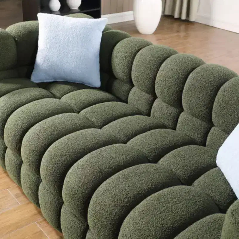 Divano Lussuoso in Bouclé Bianco: 3 posti, Ergonomico, Lunghezza 214 cm